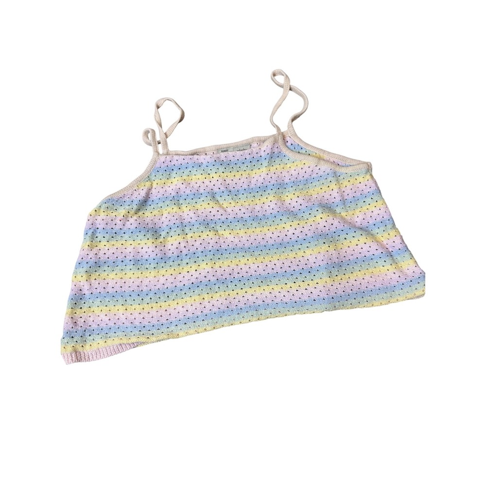 Saturday Sunday Tank Top Womens Extra Large Pastel Rainbow Striped Knit Cami